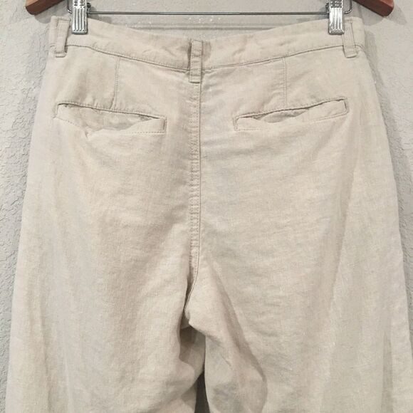 Old Navy Men 30x30 Pants Cream Chino Tapere Button Fly 100% Linen Coastal Preppy - Picture 5 of 16